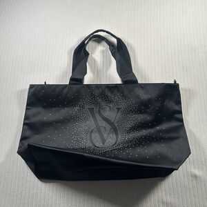 VICTORIA'S SECRET SHINE TOTE BAG RHINESTONE SIGNATURE  BLACK